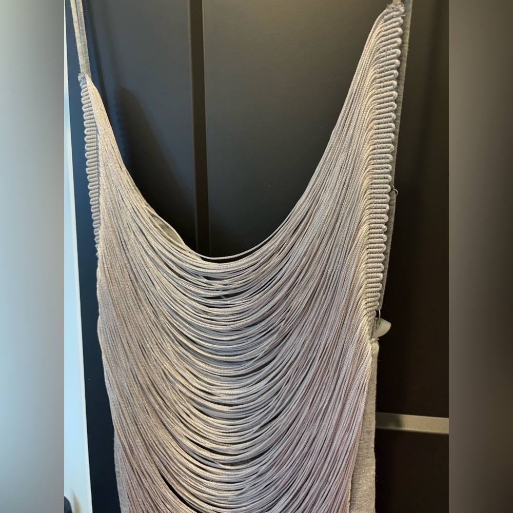 Revolve Jaded London Lavinia Backless Fringe Mini Dress Silver Steel XS NWT NEW - Picture 12 of 16